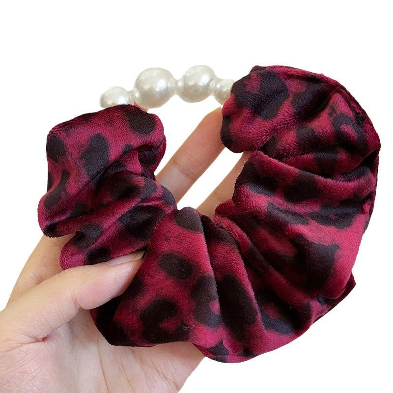 Wholesale Autumn and winter vintage velvet leopard print large hair rope